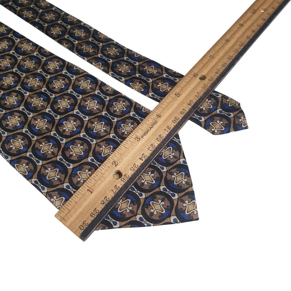 Barrington Abstract Print Silk Tie Black Blue Brown Designer Accessory 56x4 In - Picture 3 of 5